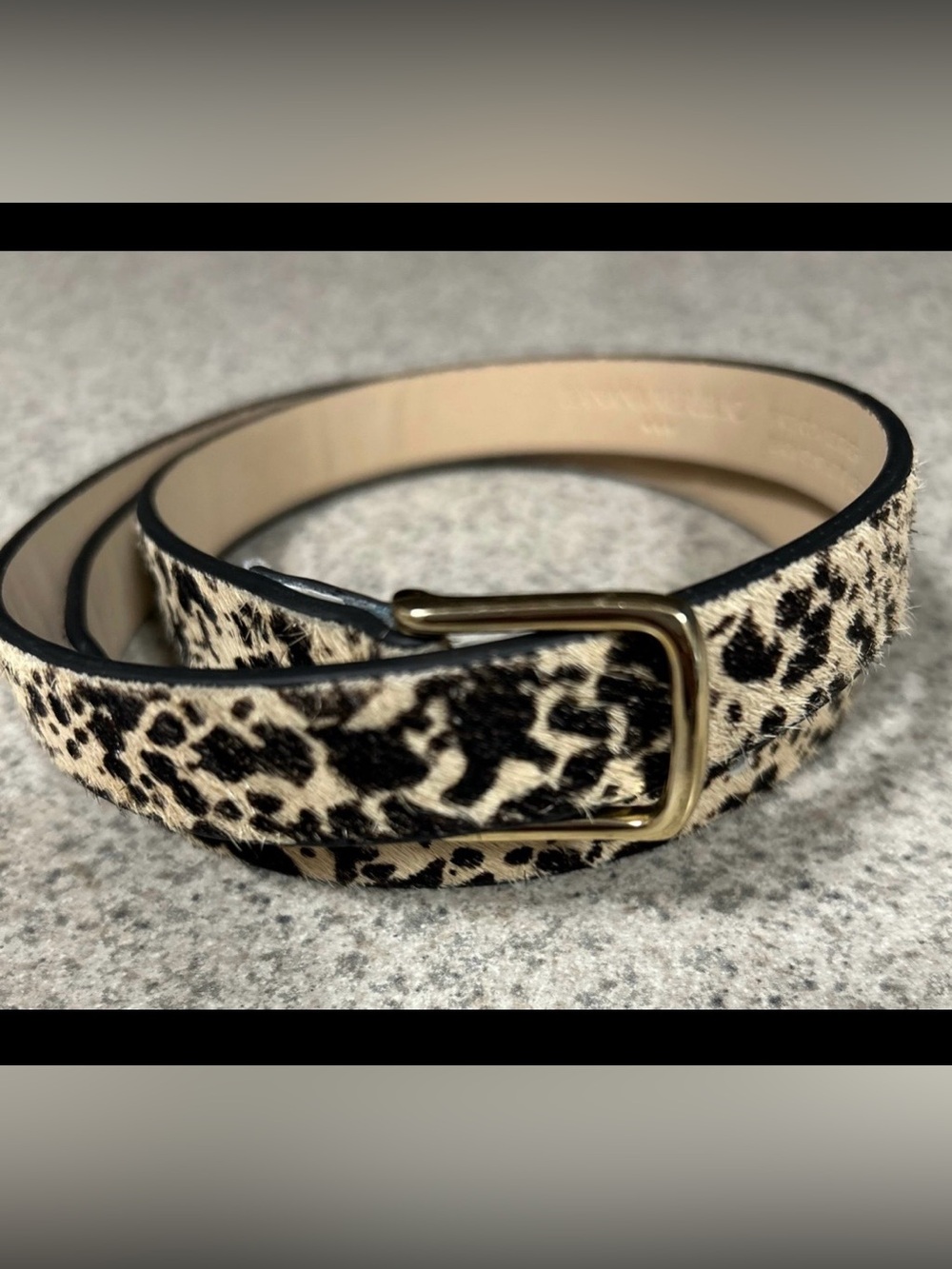 Banana Republic Leopard Cowhide Calf Hair Skinny Belt